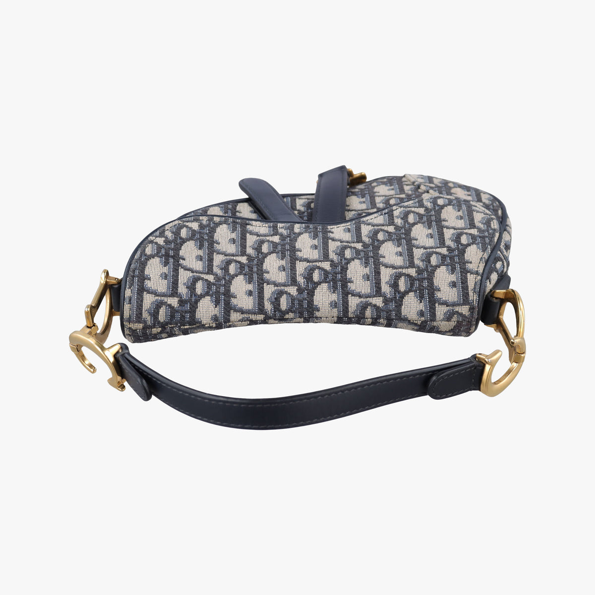Pre-owned Christian Dior Saddle Navy Jacquard × Leather  handbag | stylenewstar