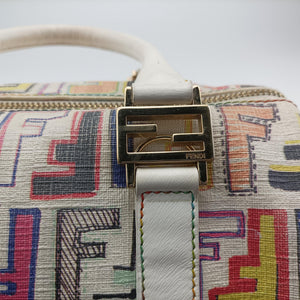 Vintage Fendi Zucca Boston White x Multicolor PVC coated canvas 8BL068 handbag | stylenewstar