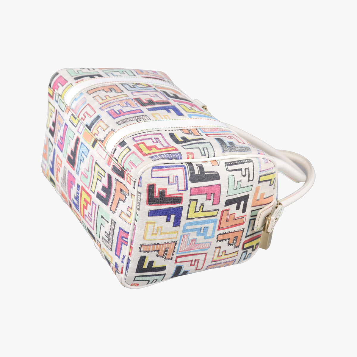 Vintage Fendi Zucca Boston White x Multicolor PVC coated canvas 8BL068 handbag | stylenewstar