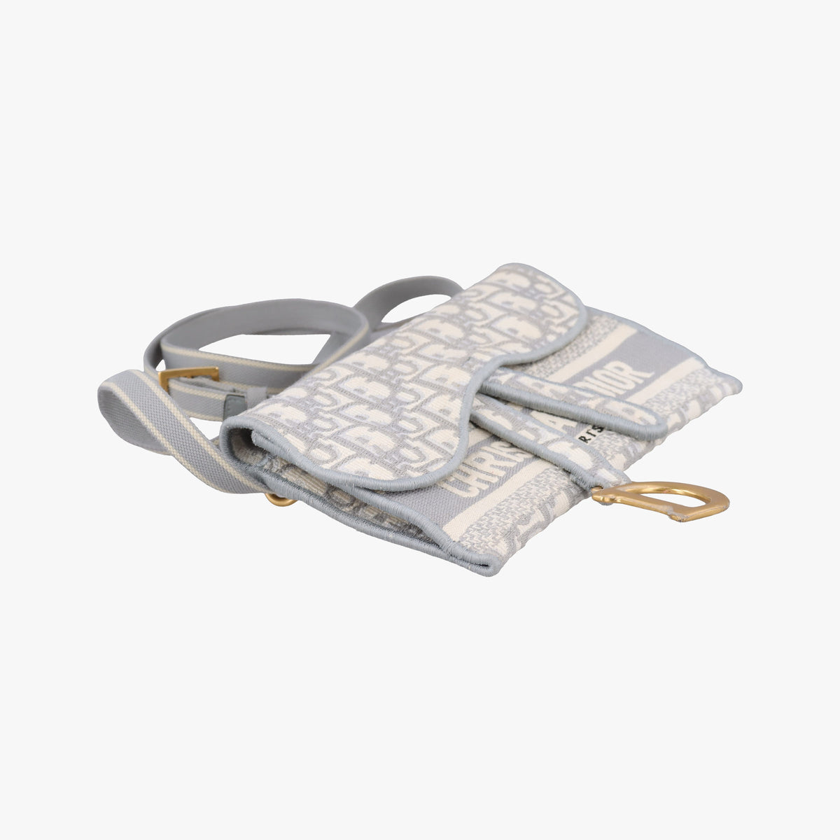 Pre-owned Christian Dior Saddle Grey jacquard  bum bag/waist bag | stylenewstar
