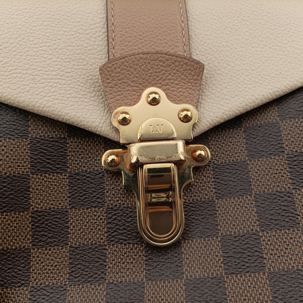 Pre-owned Louis Vuitton Daypack Clapton EBENE×CREME Damier Canvas×calf leather N42259 backpack/rucksack | stylenewstar