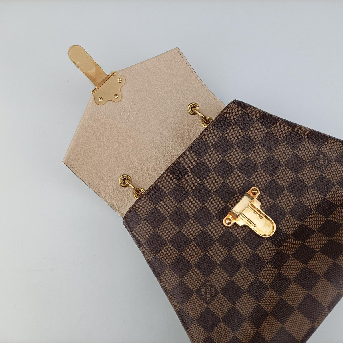 Pre-owned Louis Vuitton Daypack Clapton EBENE×CREME Damier Canvas×calf leather N42259 backpack/rucksack | stylenewstar