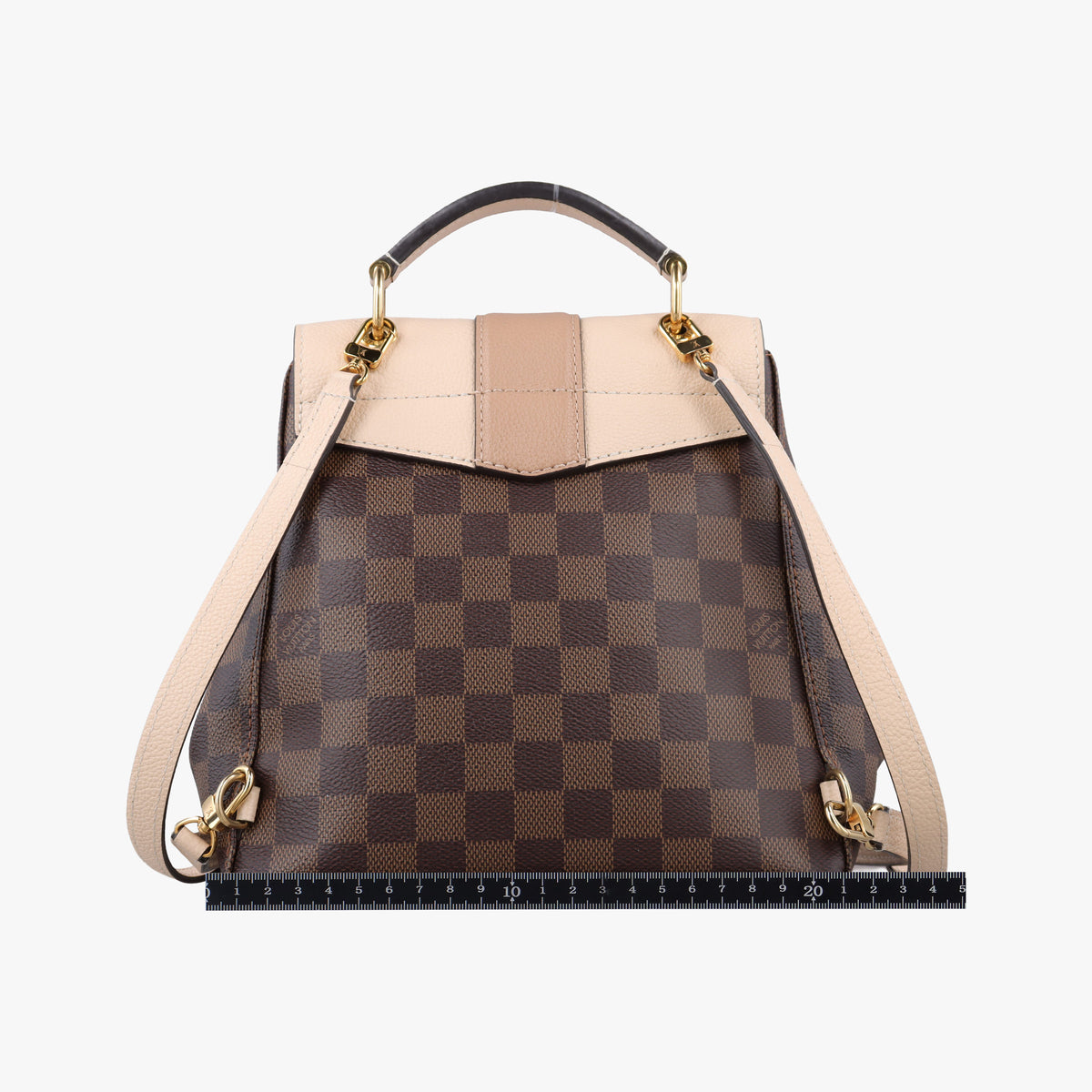 Pre-owned Louis Vuitton Daypack Clapton EBENE×CREME Damier Canvas×calf leather N42259 backpack/rucksack | stylenewstar