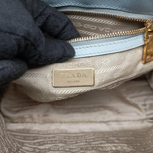 Pre-owned Prada Galleria Blue SAFFIANO Leather BN1786 handbag | stylenewstar