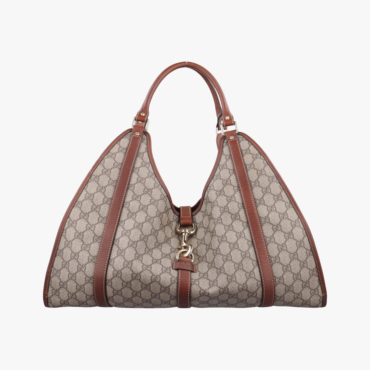 Pre-owned Gucci New Jackie Brown×gBeige PVC coated canvas×Leather 203493 shoulderbag | stylenewstar