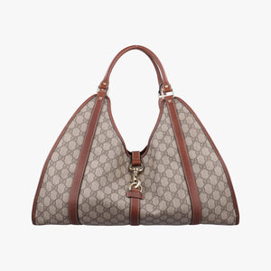 Pre-owned Gucci New Jackie Brown×gBeige PVC coated canvas×Leather 203493 shoulderbag | stylenewstar