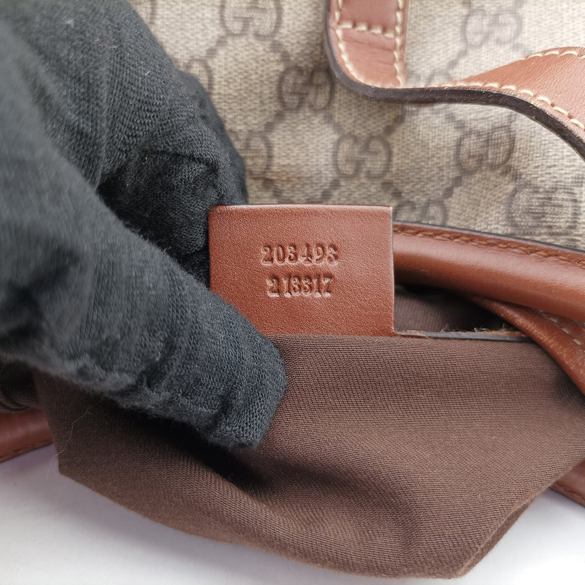 Pre-owned Gucci New Jackie Brown×gBeige PVC coated canvas×Leather 203493 shoulderbag | stylenewstar