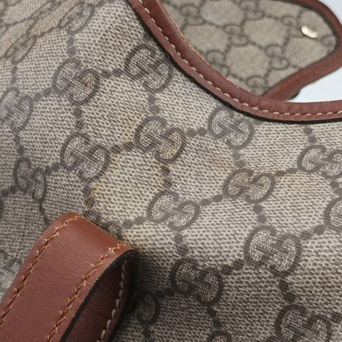 Pre-owned Gucci New Jackie Brown×gBeige PVC coated canvas×Leather 203493 shoulderbag | stylenewstar