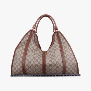Pre-owned Gucci New Jackie Brown×gBeige PVC coated canvas×Leather 203493 shoulderbag | stylenewstar