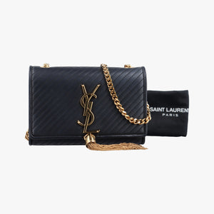 Pre-owned Yves Saint Laurent Monogram Kate Black Leather 356096 shoulderbag | stylenewstar