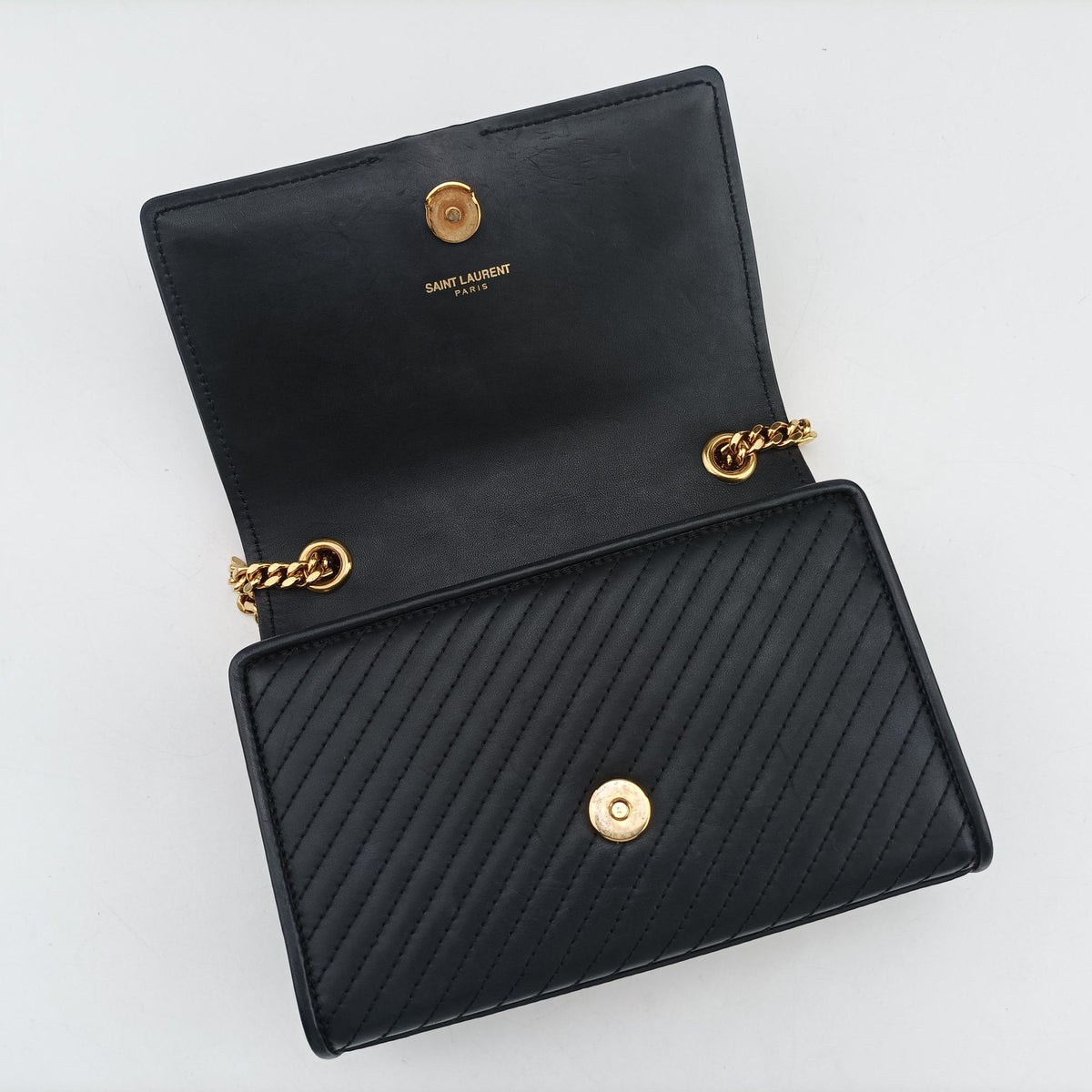 Pre-owned Yves Saint Laurent Monogram Kate Black Leather 356096 shoulderbag | stylenewstar