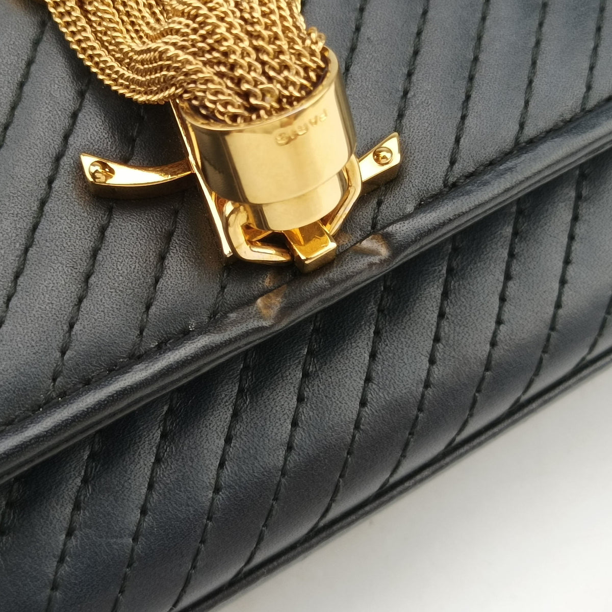 Pre-owned Yves Saint Laurent Monogram Kate Black Leather 356096 shoulderbag | stylenewstar