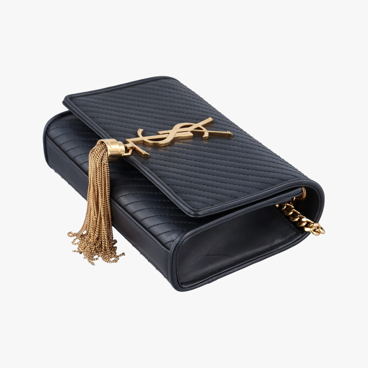 Pre-owned Yves Saint Laurent Monogram Kate Black Leather 356096 shoulderbag | stylenewstar