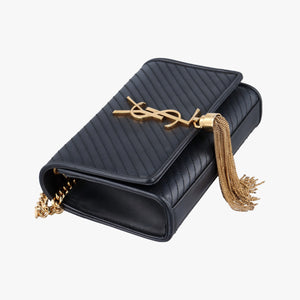 Pre-owned Yves Saint Laurent Monogram Kate Black Leather 356096 shoulderbag | stylenewstar