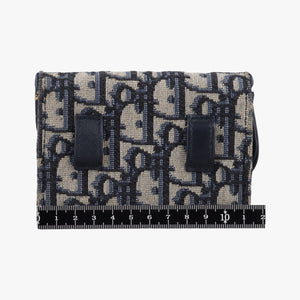 Pre-owned Christian Dior Saddle Navy jacquard×Leather  shoulderbag | stylenewstar