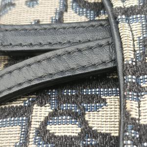 Pre-owned Christian Dior Saddle Navy jacquard×Leather  shoulderbag | stylenewstar