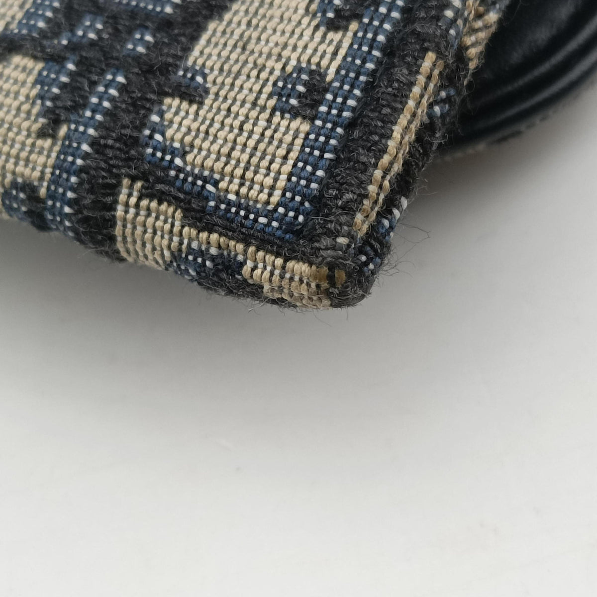 Pre-owned Christian Dior Saddle Navy jacquard×Leather  shoulderbag | stylenewstar