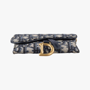 Pre-owned Christian Dior Saddle Navy jacquard×Leather  shoulderbag | stylenewstar