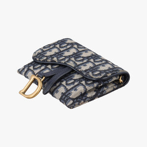Pre-owned Christian Dior Saddle Navy jacquard×Leather  shoulderbag | stylenewstar