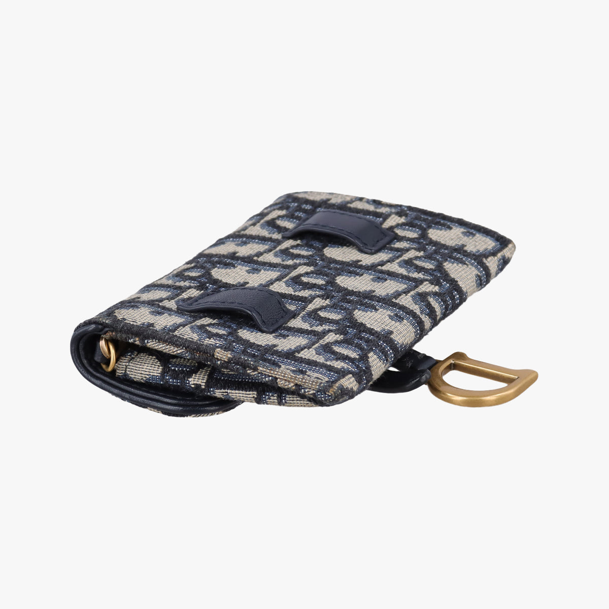 Pre-owned Christian Dior Saddle Navy jacquard×Leather  shoulderbag | stylenewstar