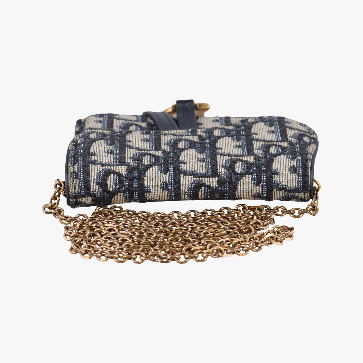 Pre-owned Christian Dior Saddle Navy jacquard×Leather  shoulderbag | stylenewstar