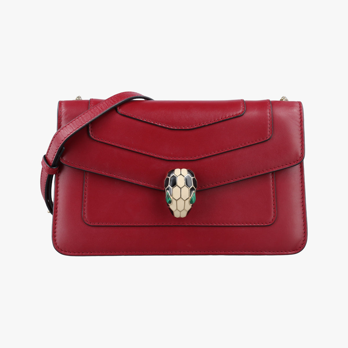 Vintage Bvlgari SERPENTI FOREVER Red Leather  shoulderbag | stylenewstar