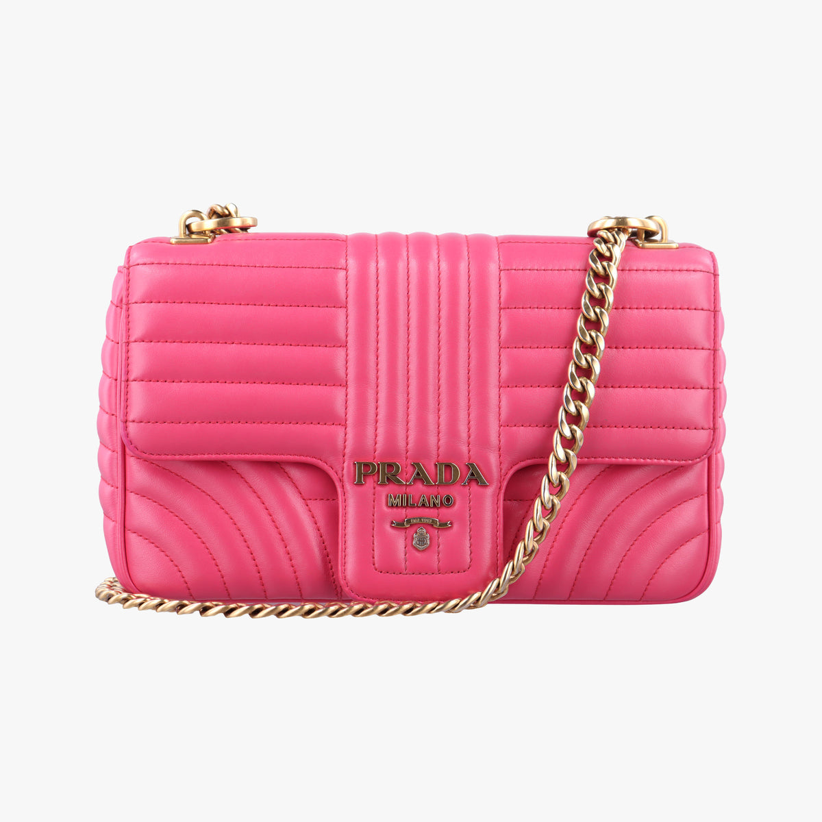 Secondhand Prada Diagramme Pink Leather 1BD108 shoulderbag | stylenewstar