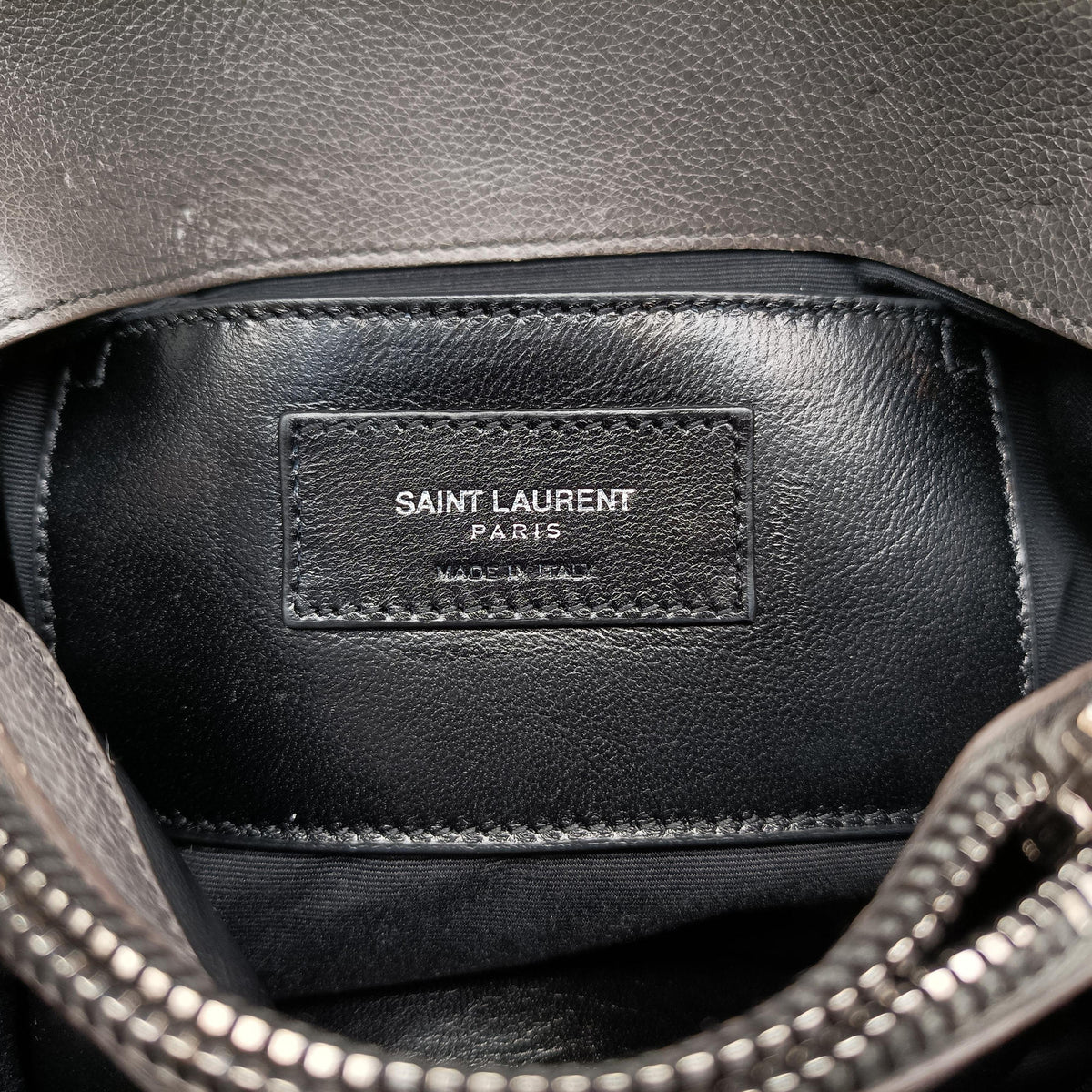Pre-owned Yves Saint Laurent COLLEGE Grey Leather 428056 shoulderbag | stylenewstar