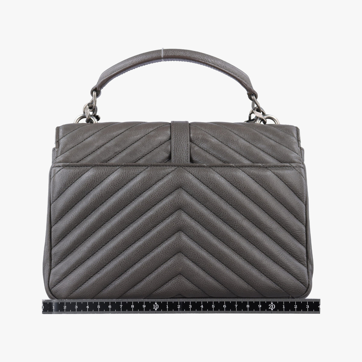 Pre-owned Yves Saint Laurent COLLEGE Grey Leather 428056 shoulderbag | stylenewstar