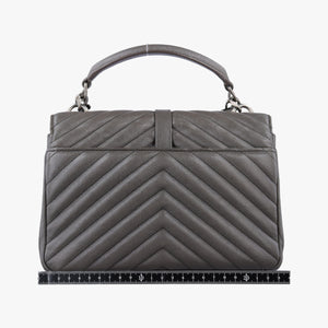 Pre-owned Yves Saint Laurent COLLEGE Grey Leather 428056 shoulderbag | stylenewstar