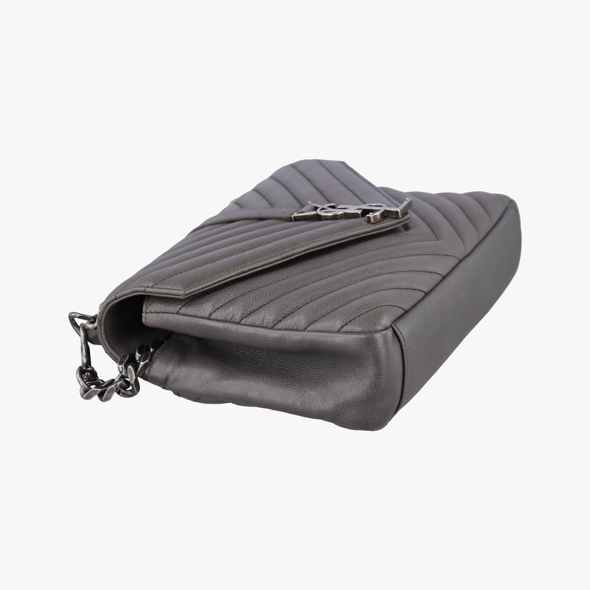 Pre-owned Yves Saint Laurent COLLEGE Grey Leather 428056 shoulderbag | stylenewstar