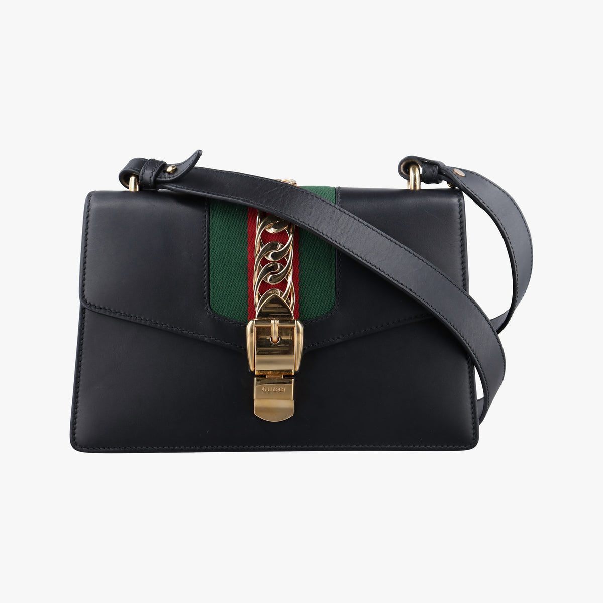 Pre-owned Gucci Sylvie Black Leather 421882 shoulderbag | stylenewstar