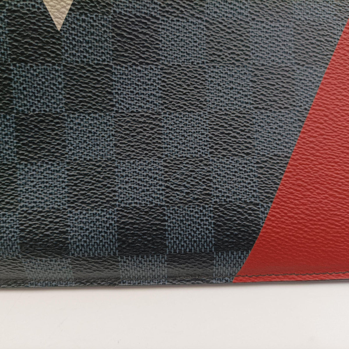 Pre-owned Louis Vuitton Pochette Jour GM America's Cup Noir × Tri-Color Damier Cobalt canvas N41639 clutchbag | stylenewstar