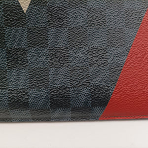 Pre-owned Louis Vuitton Pochette Jour GM America's Cup Noir × Tri-Color Damier Cobalt canvas N41639 clutchbag | stylenewstar