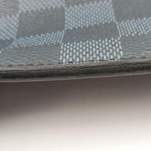 Pre-owned Louis Vuitton Pochette Jour GM America's Cup Noir × Tri-Color Damier Cobalt canvas N41639 clutchbag | stylenewstar