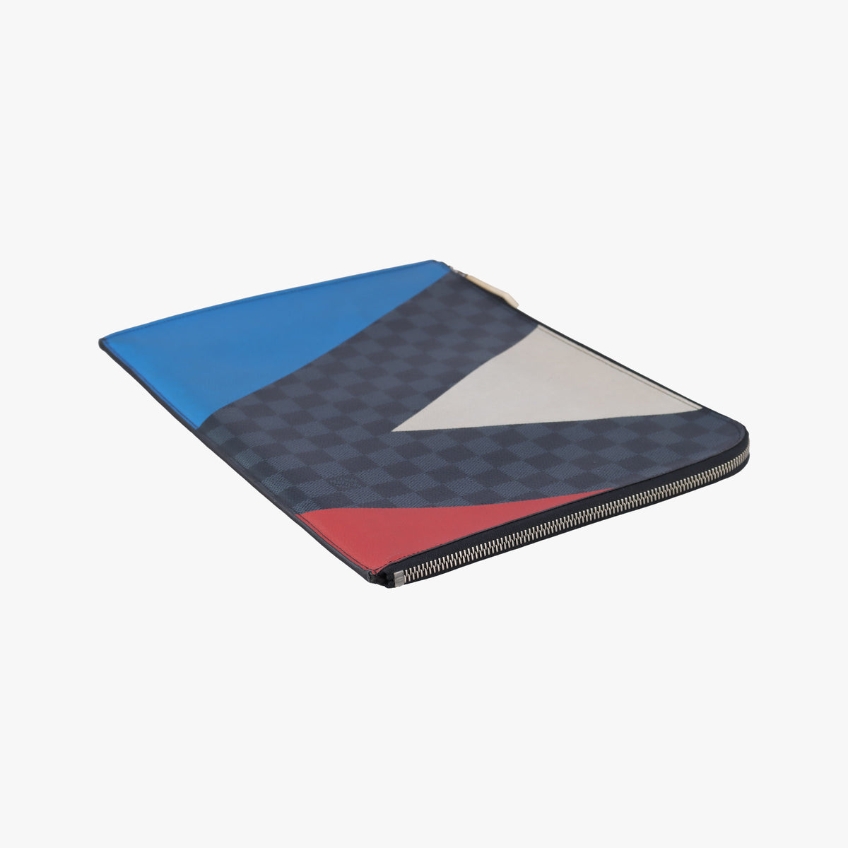 Pre-owned Louis Vuitton Pochette Jour GM America's Cup Noir × Tri-Color Damier Cobalt canvas N41639 clutchbag | stylenewstar