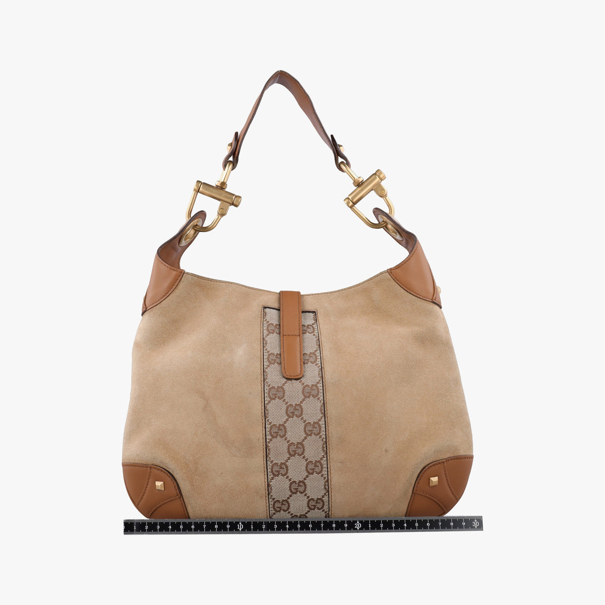 Pre-owned Gucci New Jackie Beige x Brown Suede×leather 120888 shoulderbag | stylenewstar