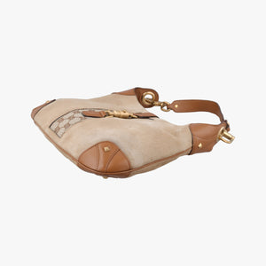 Pre-owned Gucci New Jackie Beige x Brown Suede×leather 120888 shoulderbag | stylenewstar