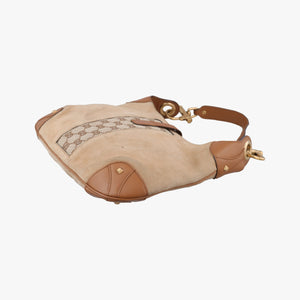 Pre-owned Gucci New Jackie Beige x Brown Suede×leather 120888 shoulderbag | stylenewstar