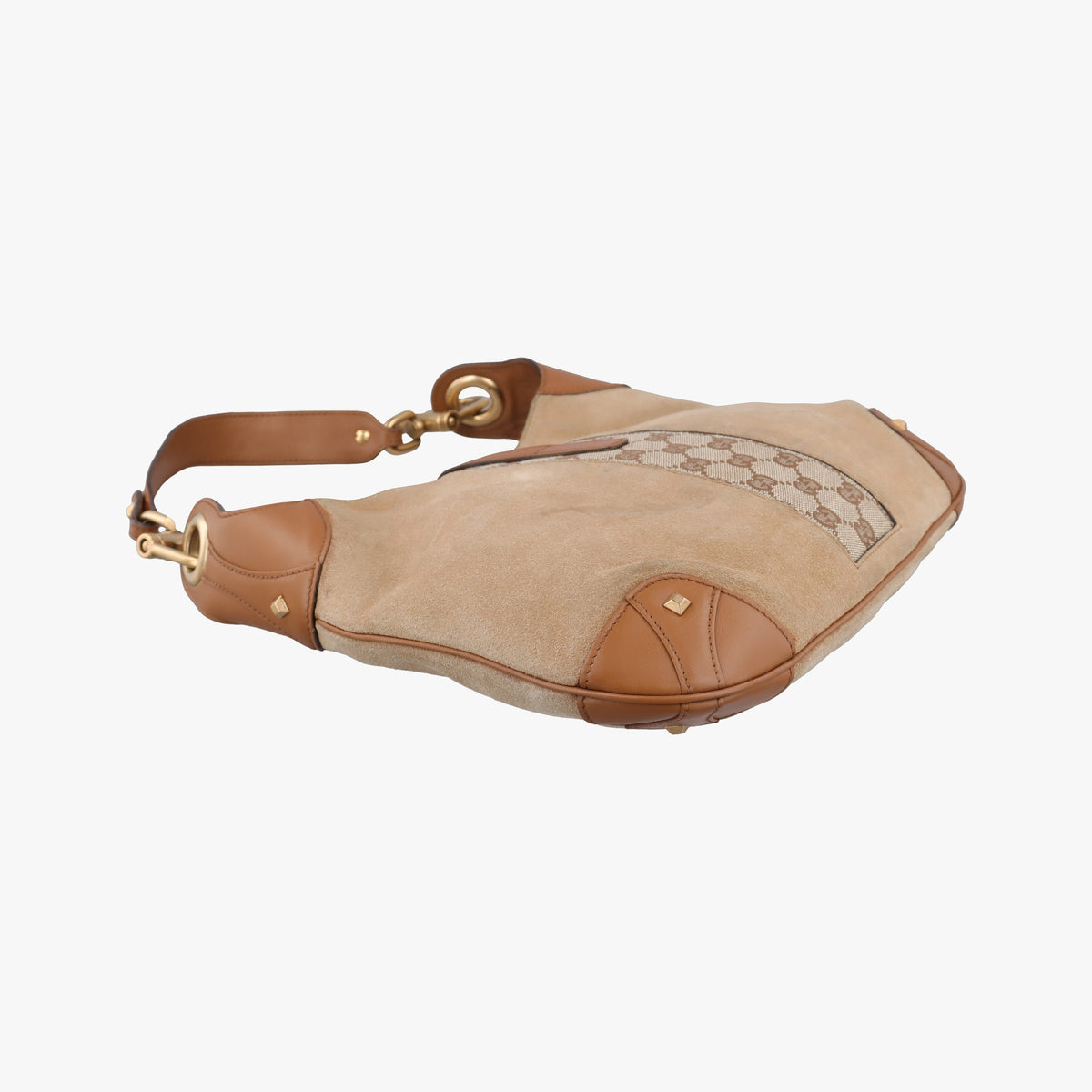 Pre-owned Gucci New Jackie Beige x Brown Suede×leather 120888 shoulderbag | stylenewstar