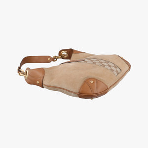 Pre-owned Gucci New Jackie Beige x Brown Suede×leather 120888 shoulderbag | stylenewstar