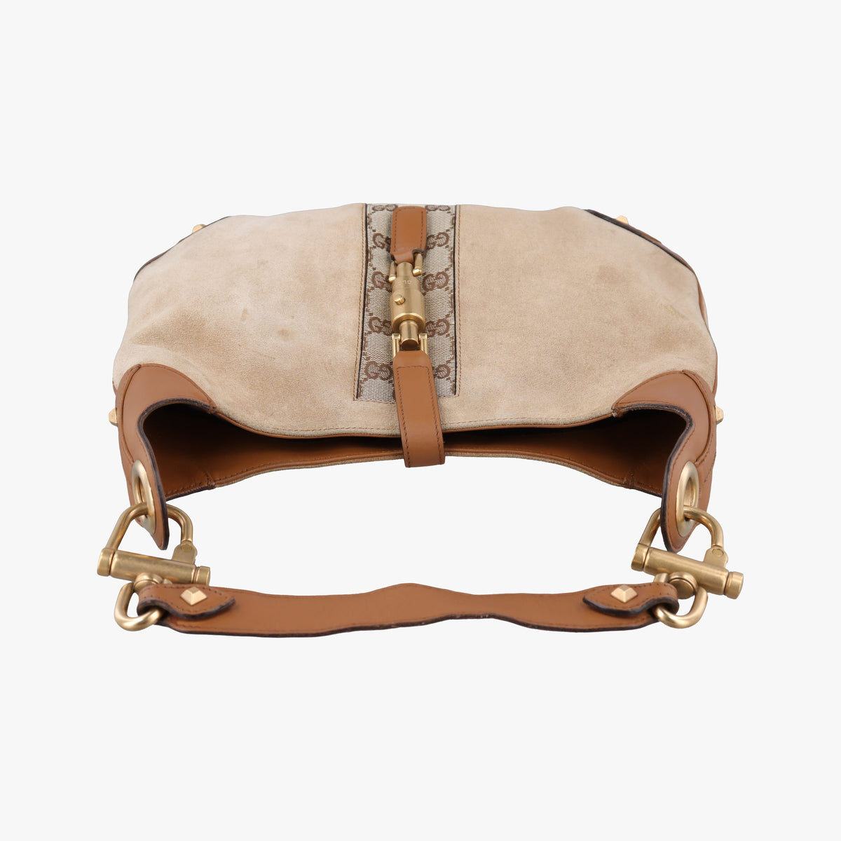 Pre-owned Gucci New Jackie Beige x Brown Suede×leather 120888 shoulderbag | stylenewstar