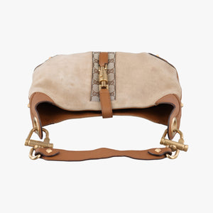 Pre-owned Gucci New Jackie Beige x Brown Suede×leather 120888 shoulderbag | stylenewstar