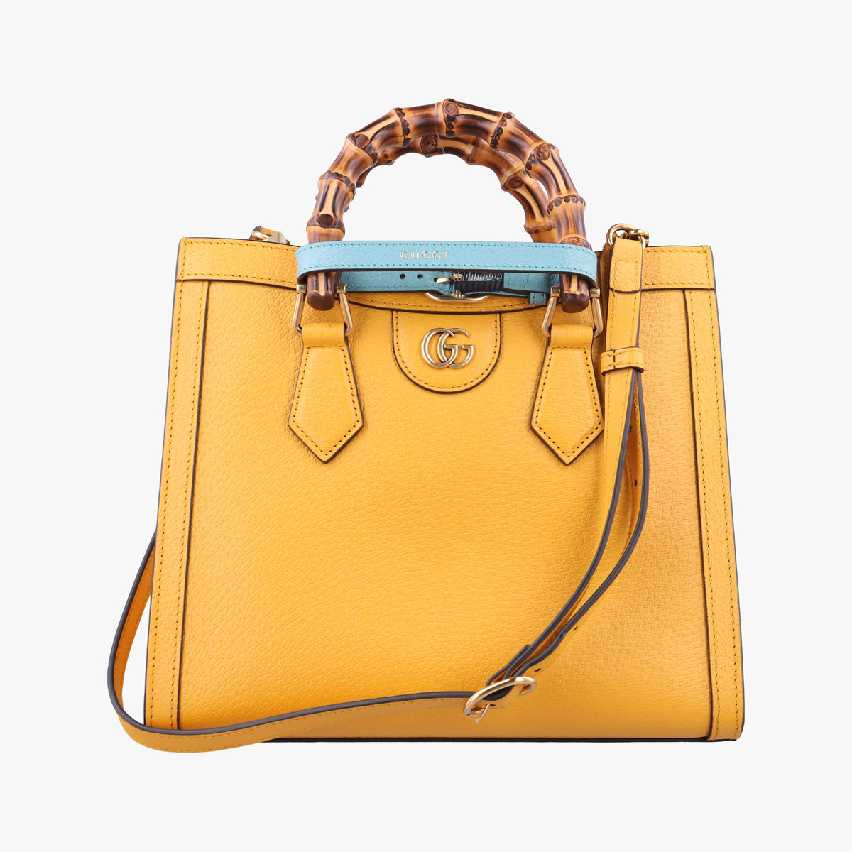 Pre-owned Gucci Diana Jumbo GG Mini Yellow Leather 702721 shoulderbag | stylenewstar