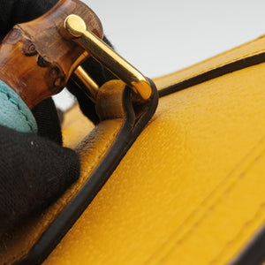 Pre-owned Gucci Diana Jumbo GG Mini Yellow Leather 702721 shoulderbag | stylenewstar