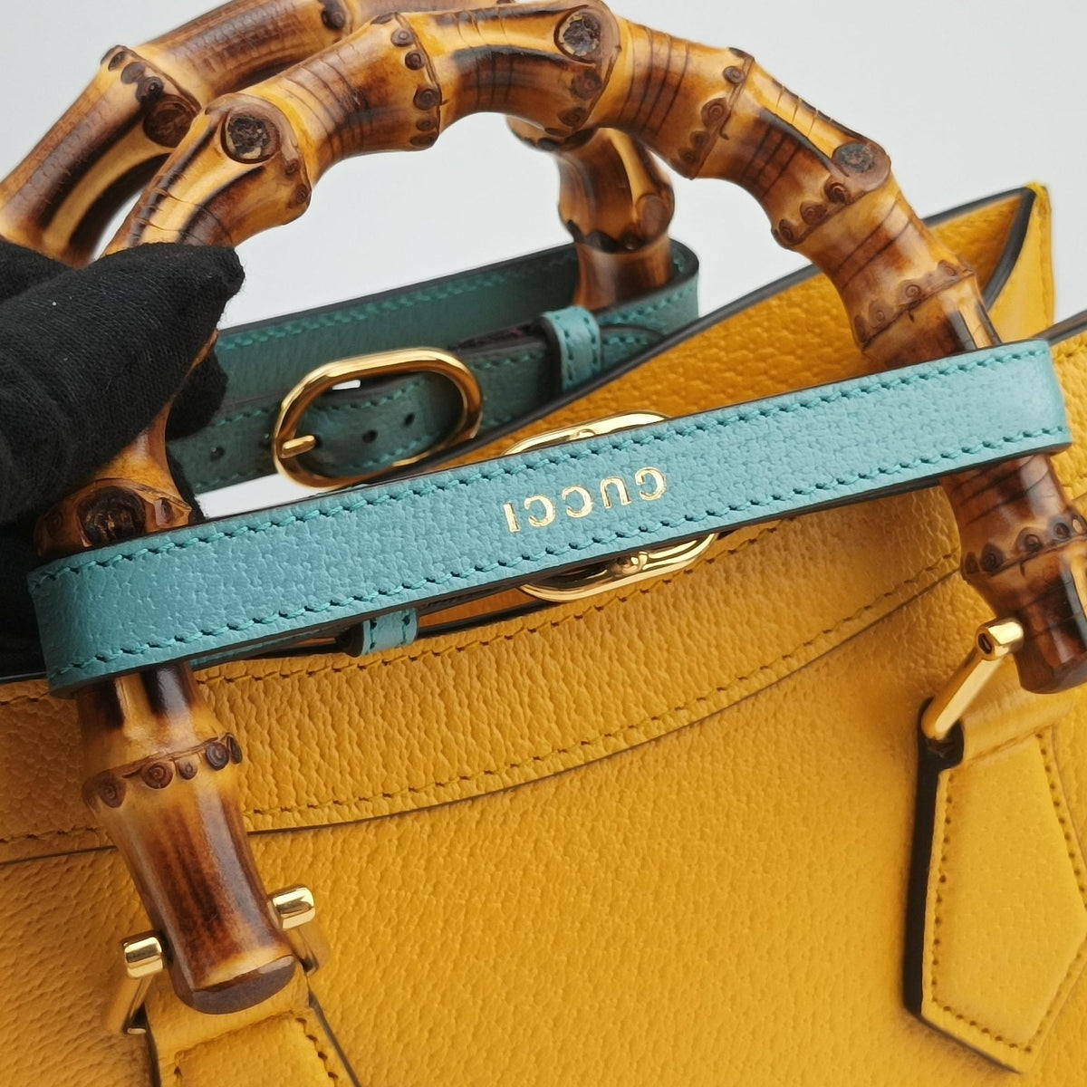 Pre-owned Gucci Diana Jumbo GG Mini Yellow Leather 702721 shoulderbag | stylenewstar