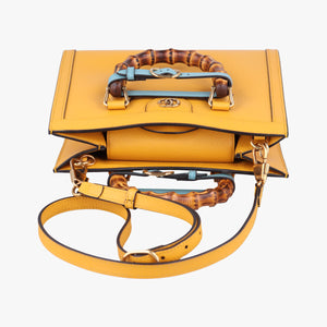 Pre-owned Gucci Diana Jumbo GG Mini Yellow Leather 702721 shoulderbag | stylenewstar