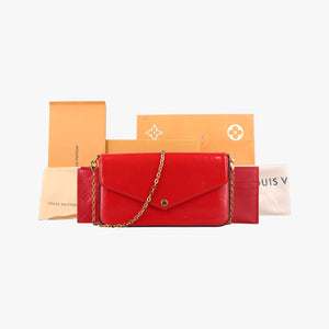 Pre-owned Louis Vuitton Pochette FeLICIE CERISE Vernis M61293 shoulderbag | stylenewstar