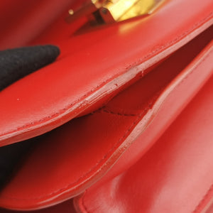 Pre-owned Celine Classic Box Red Leather  shoulderbag | stylenewstar