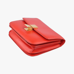Pre-owned Celine Classic Box Red Leather  shoulderbag | stylenewstar